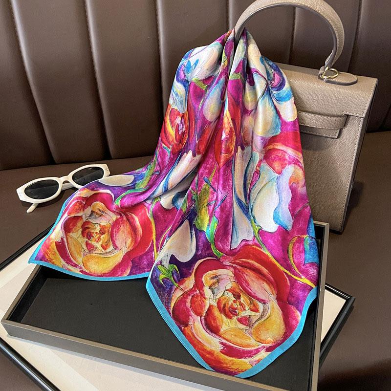 Square Scarf 100% Natural Silk  Women Hairband Foulard High Quality Bandana Scarfves Female Neckerchief Headkerchief Shawl Wrap
