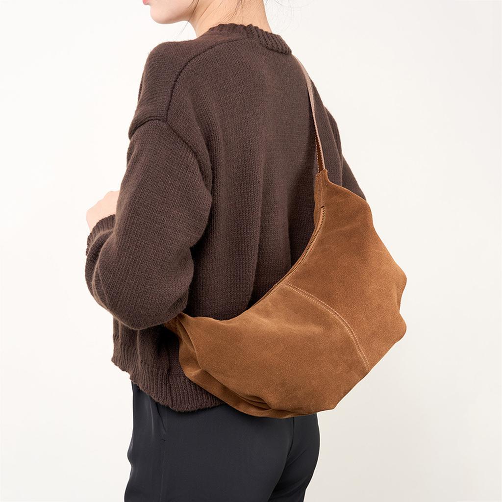 Casual Frosted Split Cow Leather Dumpling Bag Women's Cross Body Underarm Suede Bag