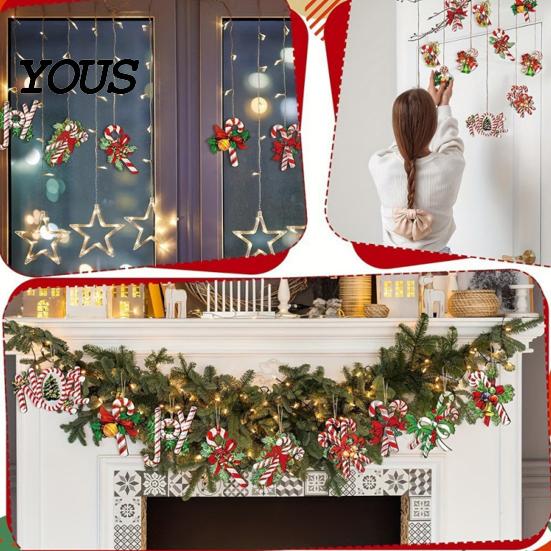 Winter Holiday Hanging Crafts Christmas Wooden Ornaments with Lanyards, Decorative Pendants Boxwood Tree for Fireplace & Party Decorations Home
