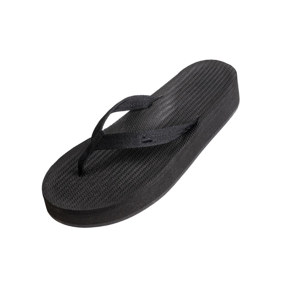 Indosol Black Slipper Platform Flip Flop Platform Flip Flops - Black (W4-5)