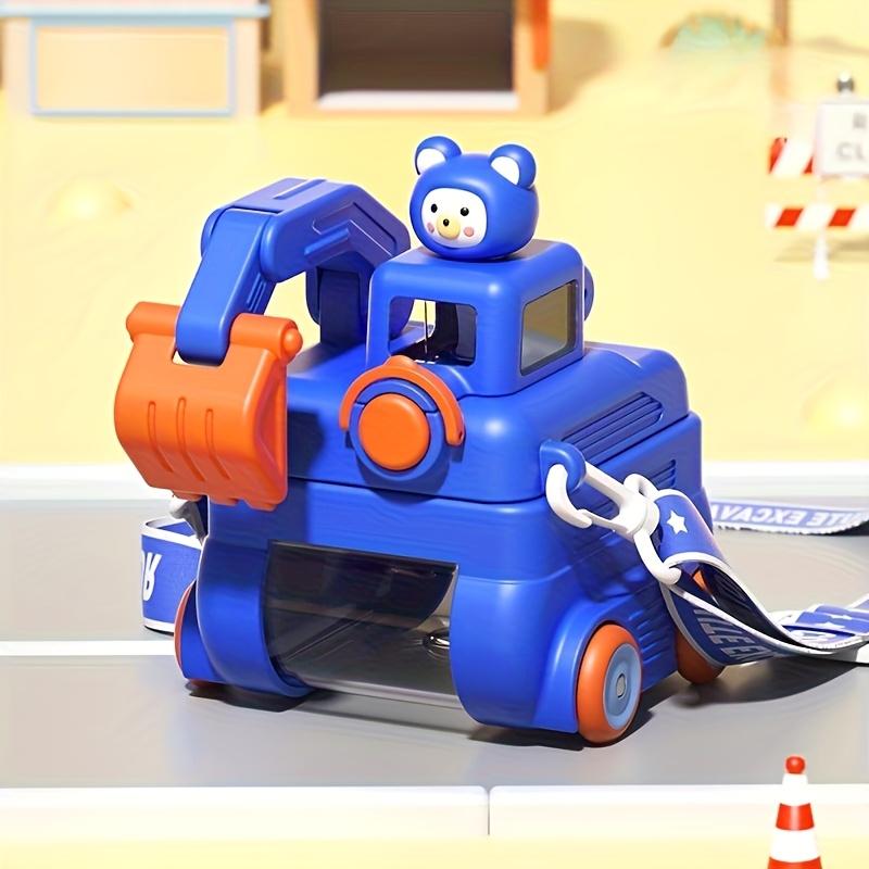 

Kids Excavator Plastic Cup Cartoon Digger Straw Cup Toy Car High Value Water Bottle for Students 201-300ml синий