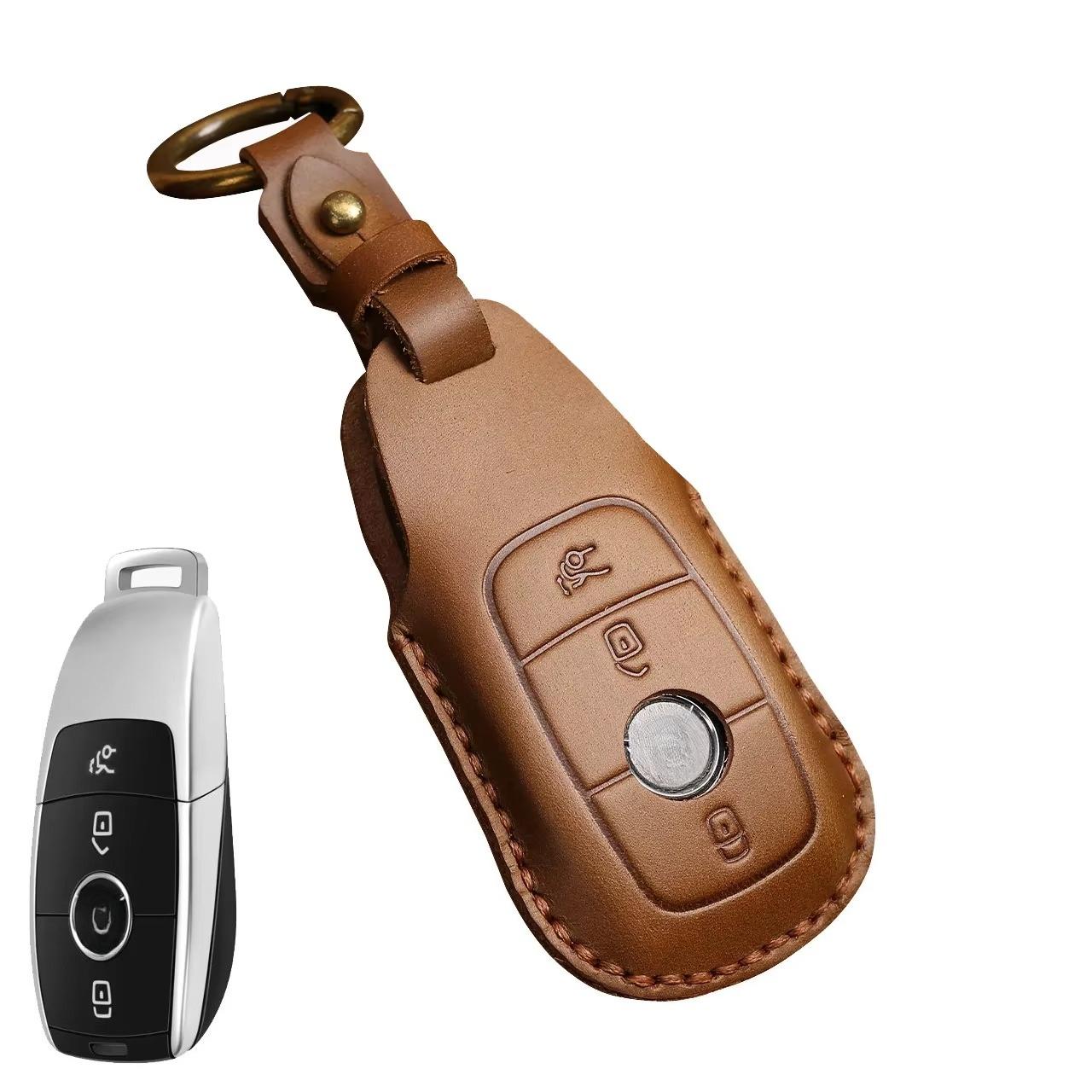 

Leather Car Key Cover Case For Mercedes Benz A B C E S G Glb Glc Gle Class Gls W177 W205 W213 W222 G63 X167 E200 E300 Amg