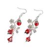 Cute Enamel Ladybug Floral Branch Red Glass Bellflower Dangle Earrings for Women Boho Nature Retro Sliver Color Jewelry Gifts