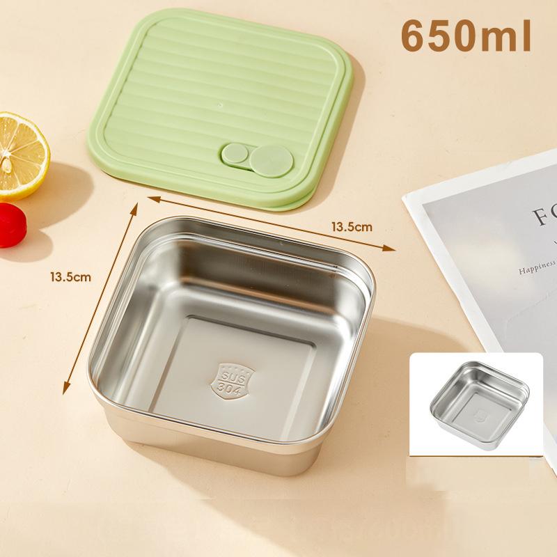 304 Stainless Steel Square Lunch Box With Lid Portable Fruit Salad Food Container Stackable Leak Proof Bento Box