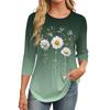 Women's Long Sleeved T-shirt Autumn Winter Fashionable Comfortable Colorful Fresh Flowers Gradient Printed Casual T-shirt