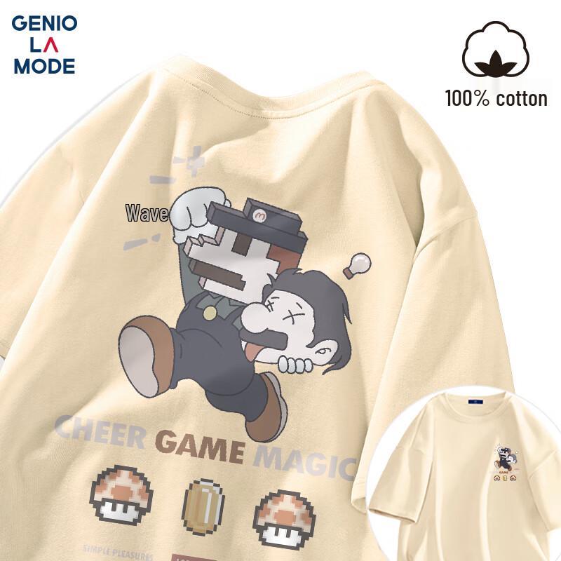 GENIOLAMODE Men's Cotton Short-Sleeve Graphic Tee