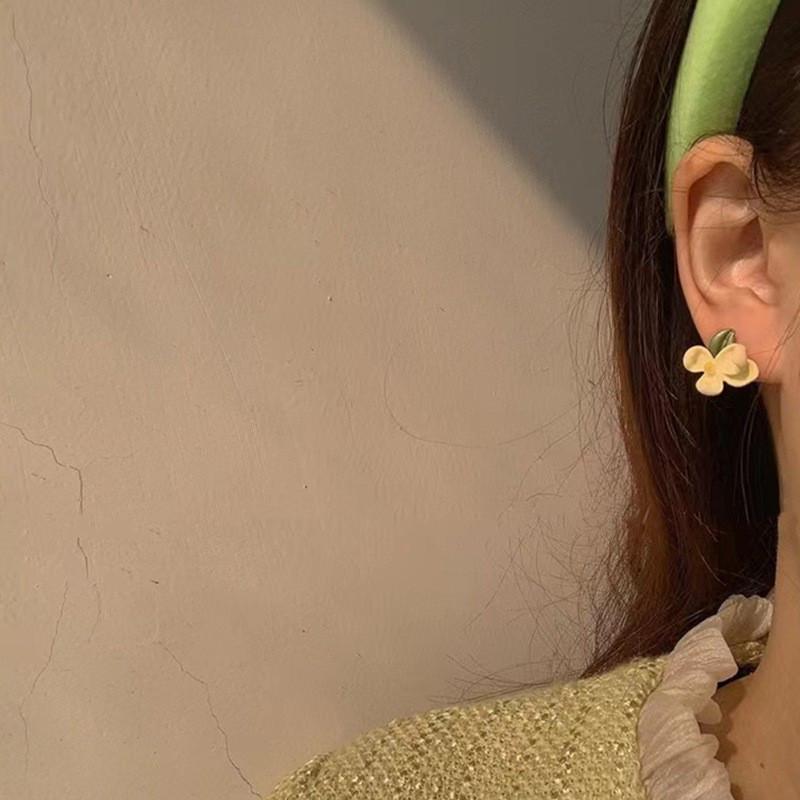 Grüne Gardenienblüten-Ohrringe Super Unsterblich Klein, Frische und Süße Ohrringe für Damen 2024 Neue Ohrringe