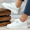 White Shoes PU Leather Board Shoes Women Breathable Casual Sneakers Men Lace-up Trendy Running Trainers Anti-slip Waterproof