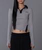 Seullisiseu Unbalance Slit Polo Top (Grey)
