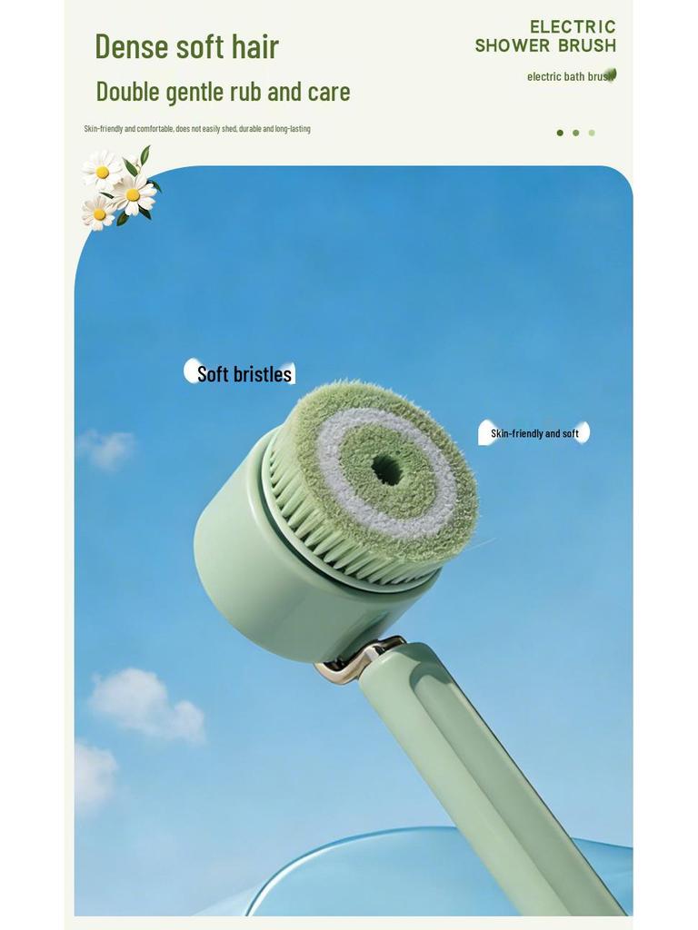 Long-Handled Electric Exfoliating Bath Brush - Automatic Back Scrubber for Removing Dirt & Dead Skin