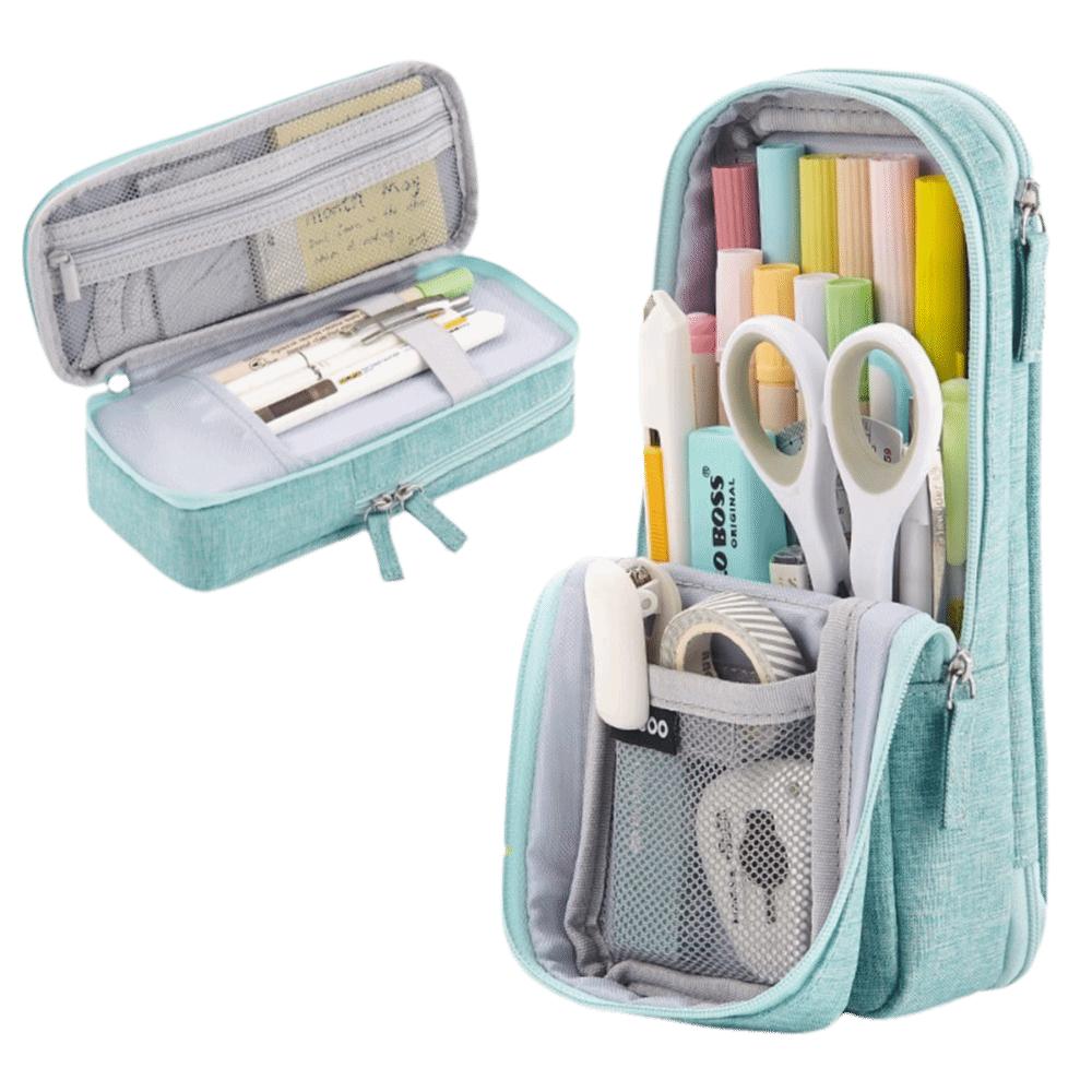 Large-capacity Folding Pencil Case Double-layer Aesthetic Pen Storage Bag Portable Zipper Student Stationary Boxes School/Office