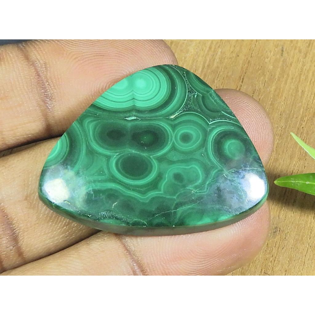 30X38X05MM Natural Green Malachite Fancy Cabochon Loose Gemstone 74Cts. B-140