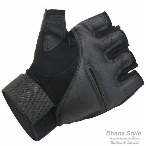 XRH Type Half-Finger Tactical Gloves, Fingerless Knuckle Guards, Army/Military, Combat/Airsoft, Bicycle/Motorcycle, Outdoor, Cosplay, Black, Half Fing