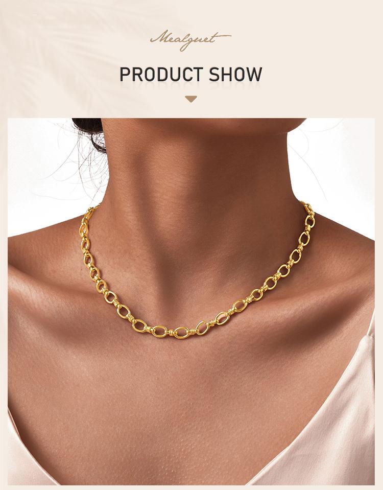 Chunky Statement Chain Necklace, Bold Link Stainless Steel Water Resistant Gold Plated Wholesale Necklace For Women Gift