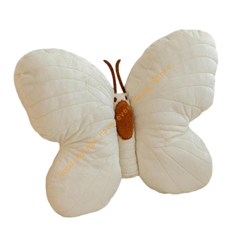 Machine Washable Butterfly Pillow Plushes Bedroom Sofa Cushion for Adults Children 55KF белый