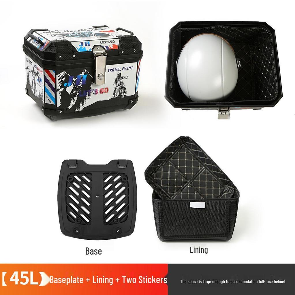 Universal Detachable Motorcycle Tail Box - Large Capacity, Waterproof Rear Trunk for Bikes