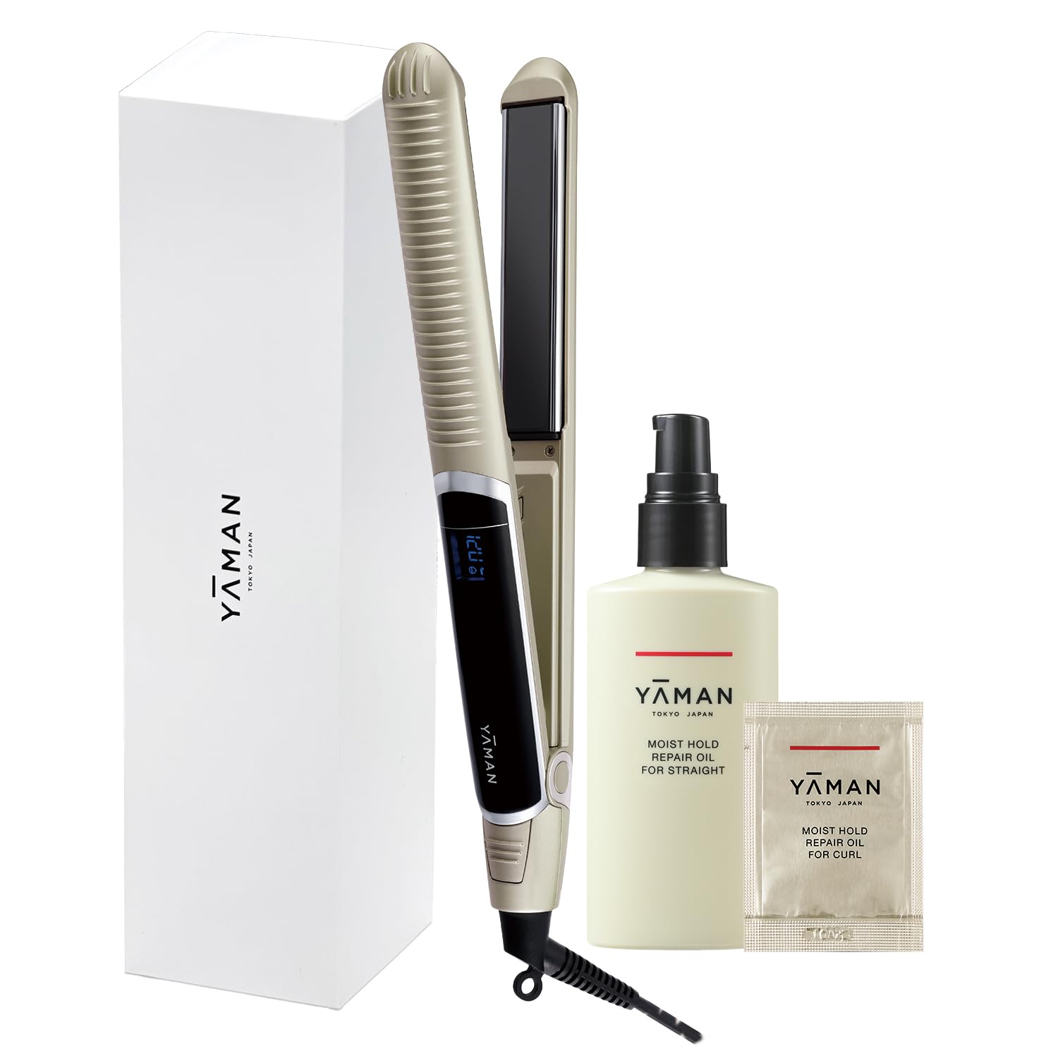 

YA-MAN Smooth Hair Straightener with Photo Ion Plus and Moist Hold Repair Oil, International Compatible, YJHB6NAM, Gold [Amazon.co.jp Exclusive]