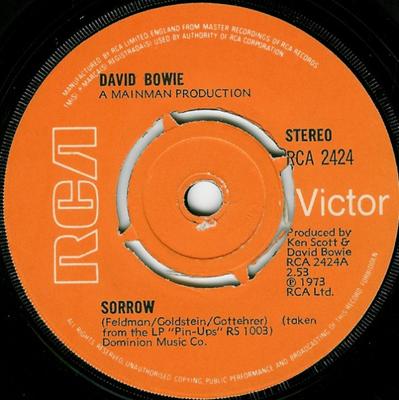 7inch Record DAVID BOWIE - Sorrow RCA2424 RCA Victor 1973 UK Rock Used