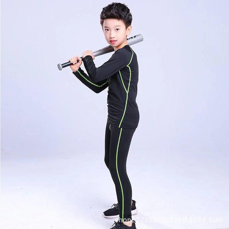 Kids and Men's Quick-Dry Sports Compression Suit Set - Long Sleeve Fitness Base Layer for Football & Basketball Training