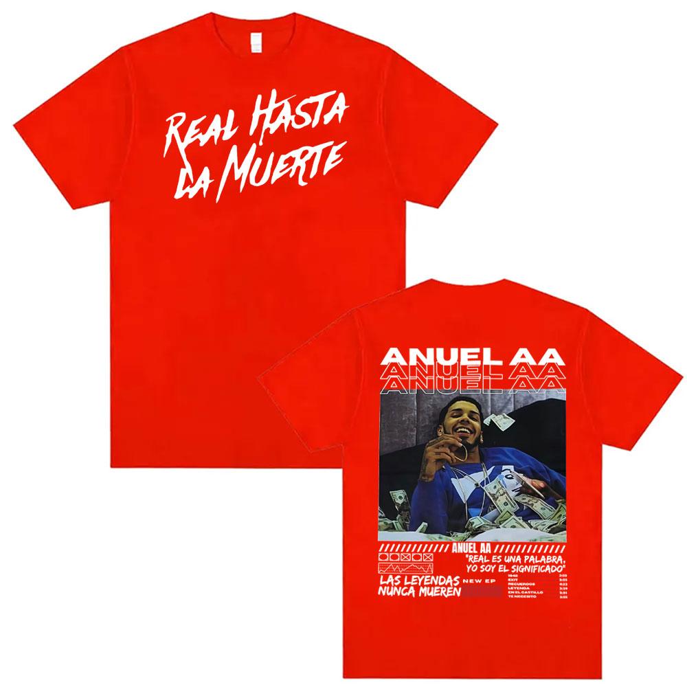Rapper Anuel AA Real Hasta La Muerte Graphic T Shirt Unisexs Clothing 100 Cotton 90s Vintage Tshirts Unisex Casual Loose Tshirt