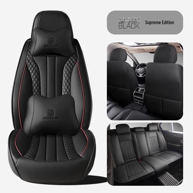 2024 Universal Full Surround Leather Car Seat Cushion Mat - All-Season Fit for Small Cars