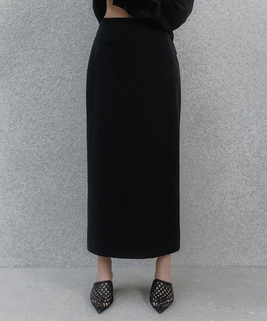 Memua Fascinante Wrinkle Long Skirt (Black)