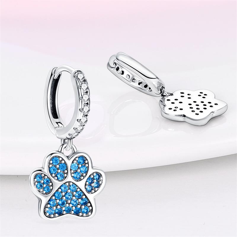 925 Silver Blue Zircon Dreamcatcher Feather Star Moon Cute Claw Hoop Earrings For Women Fine Birthday Jewelry Gifts
