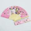 Vintage Folding Hand Fan with Bag Bamboo Fabric Fans for Women Dance Gift Music Festival Performances Wedding Decoration
