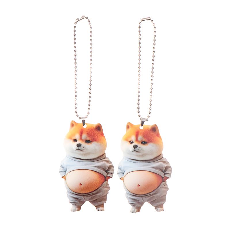 

2Pcs 2D Car Cute Cat-Shaped Pendant Realistic Animal Rearview Car Schoolbag Decor Accessories Interior Mirror Hanging Keychain A4
