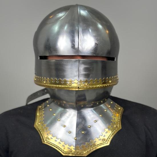 Sallet Helmet Medieval Knight Armor 18g Mild Steel Helmet LARP Cosplay Halloween Costume Gothic Armor Helmet Best Gift