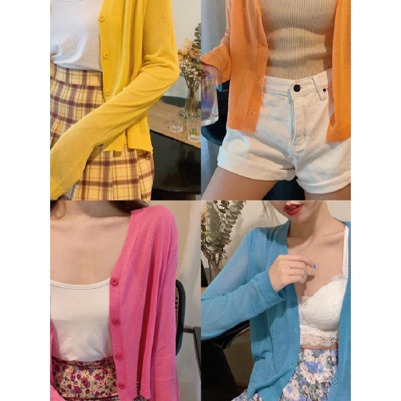 Small shawl summer thin summer candy color sunscreen ice silk knitted sweater outer cardigan knitted summer thin