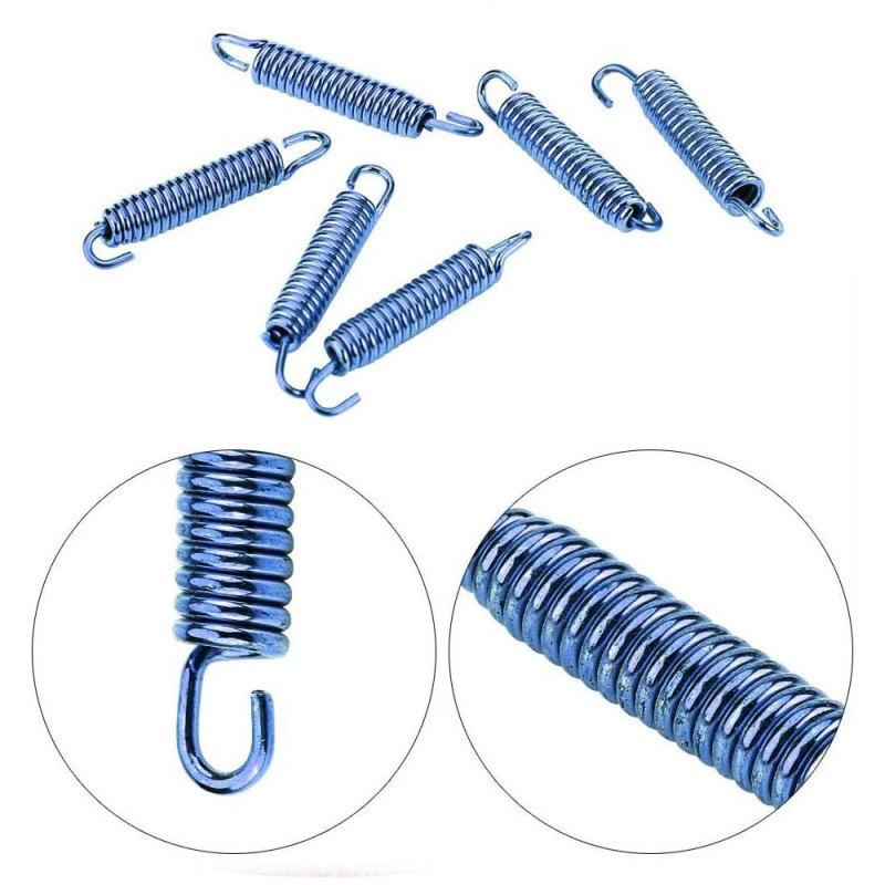 6pcs Stainless Steel Exhaust Pipe Spring Hooks Rotatable Metal Springs Kit Set for Most Riding Motorcycles Scooters ATV