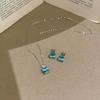New in elegant square earings stud with light luxury and unique green crystal earrings for women suitable for daily jewelry