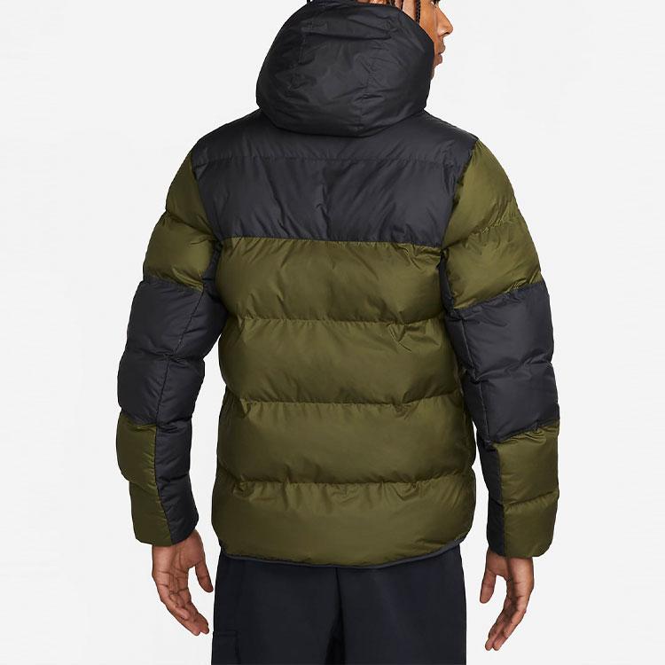 Nike Logo Zip-Up Hooded Long-Sleeve Down Jacket Men Outerwear Green DX2040-011