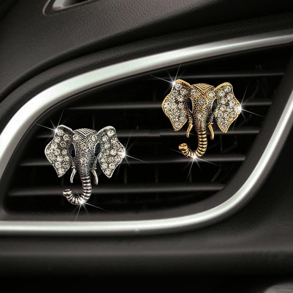 Cute Crystal Elephant Head Car Air Vent Perfume Clip Car Perfume Car Interior Decoration