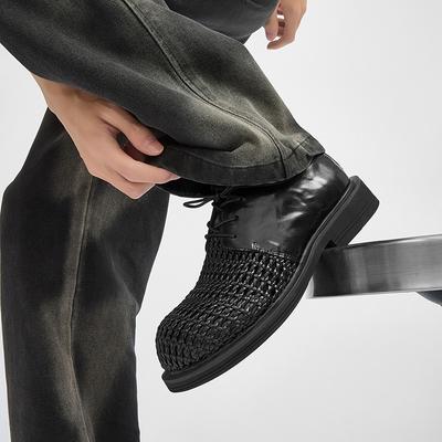 Fashion Trendy Men's Thick Soled Leather Shoes Handmade High-quality Styles Fashion Party Daily Leisure and Business Breathable Shoes
