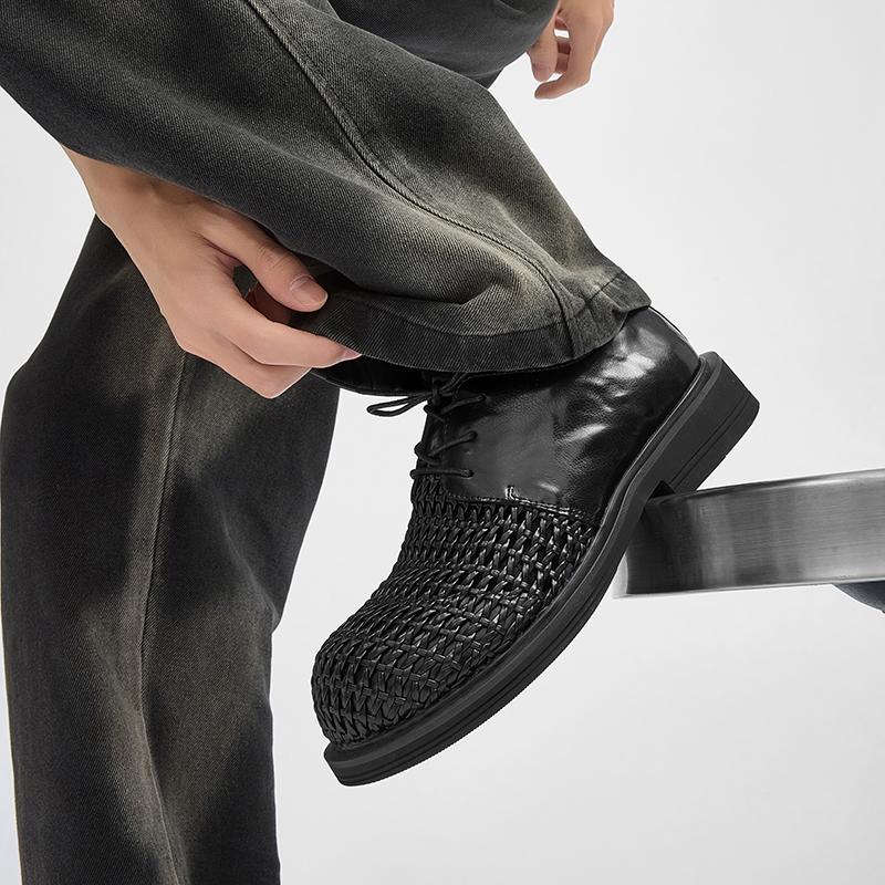 Fashion Trendy Men's Thick Soled Leather Shoes Handmade High-quality Styles Fashion Party Daily Leisure and Business Breathable Shoes