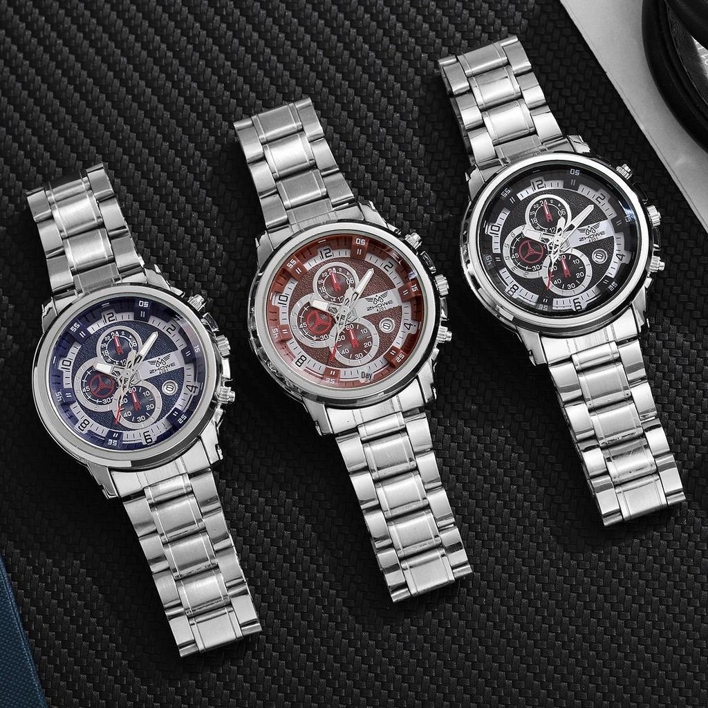 Cross-Border Quartz Steel Men's Watch with Calendar and Versatile Dial