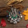 Retro Rhinestone Brooch with Pearls - Castle Pin for Ladies' Coat or Jacket