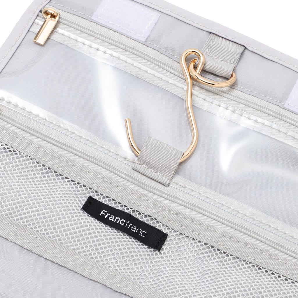 Francfranc Pop Stitch Quilt Hanging Light Travel Cosmetic Hanging Pouch, Medium, Purple, Water-Repellent, Pouch, Pouch,