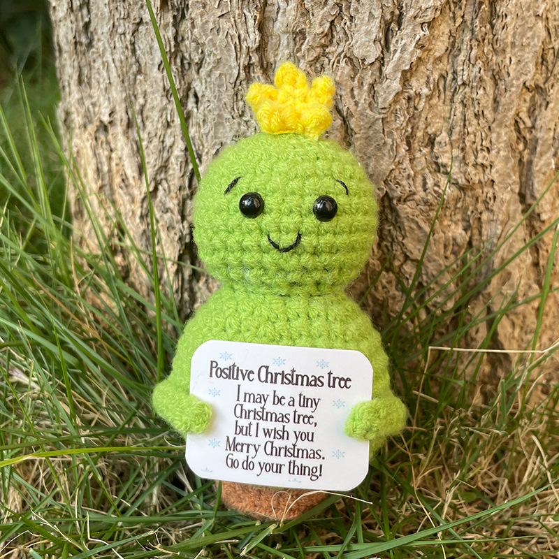 Handmade Crochet Animal Dolls: Brown Bear, Pug, White Dove & Hedgehog Ornaments
