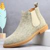 Bottines Chelsea pour hommes en velours noir et marron, chaussures habillées à la cheville haute, chaussures de marche pour hommes, bottes habillées Chelsea résistantes à l'usure Botas de Hombre