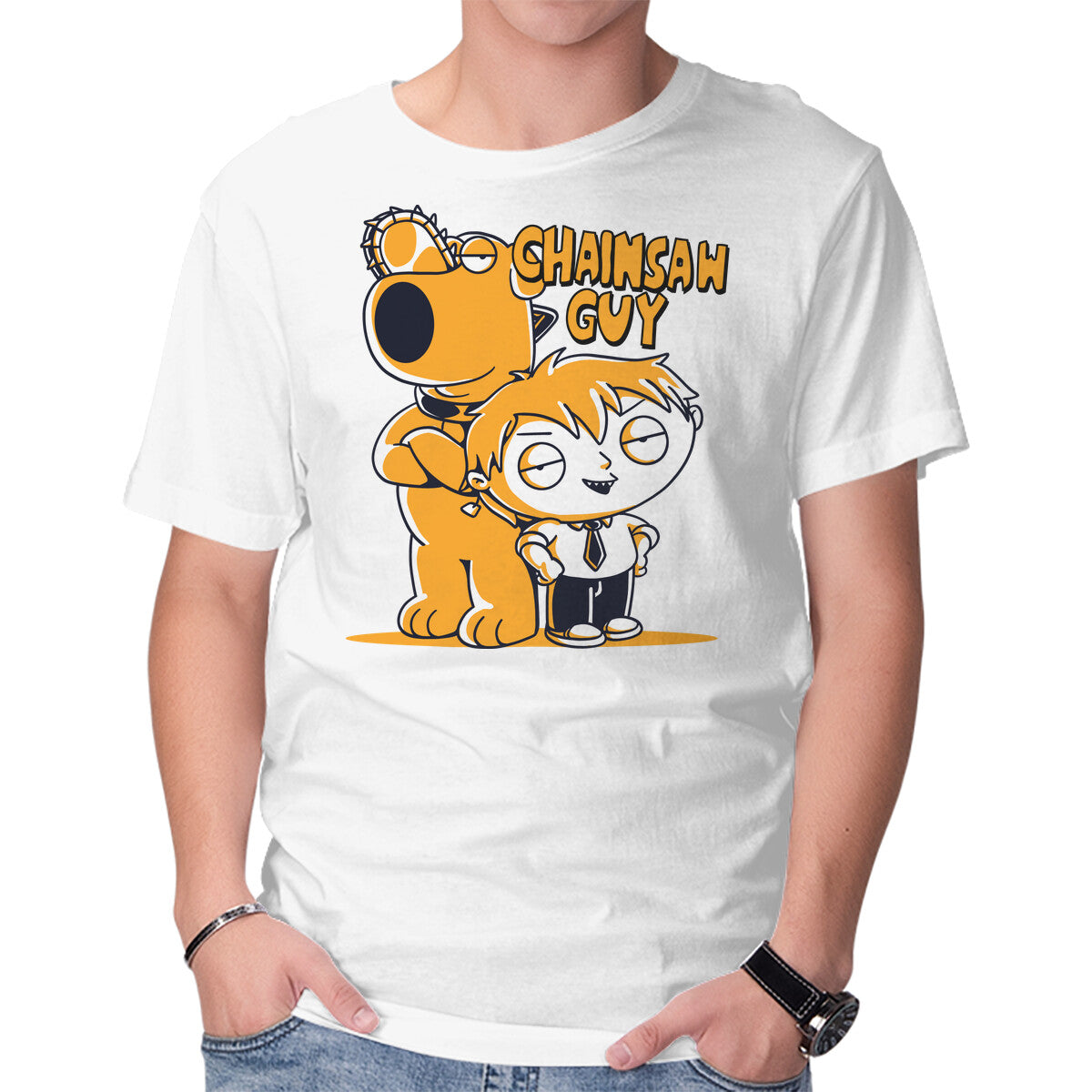 Unisex Crew Neck T-Shirt Chainsaw Guy Graphic Short Sleeve Casual Tee XXXXL