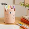 Plastic Pen Holder Cute Bear 2-in-1 & Phone Stand, Macaron Colors Desk Organizer, Large Cup with Socket Capacity Storage for Pens Makeup Brushes
