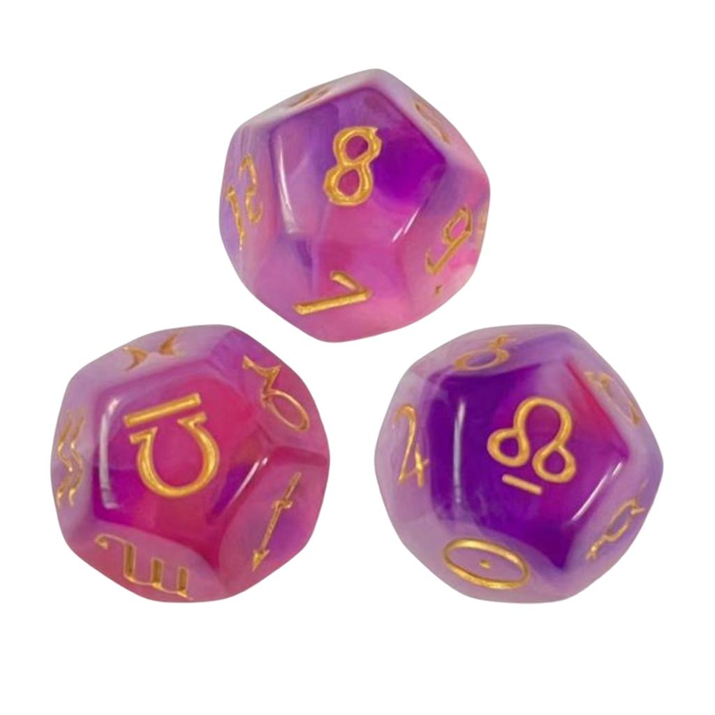 3x 12 Sided Dice Entertainment Toys Astrology Dice for KTV Role Playing Game Table Party Dice Multifaceted Party Game