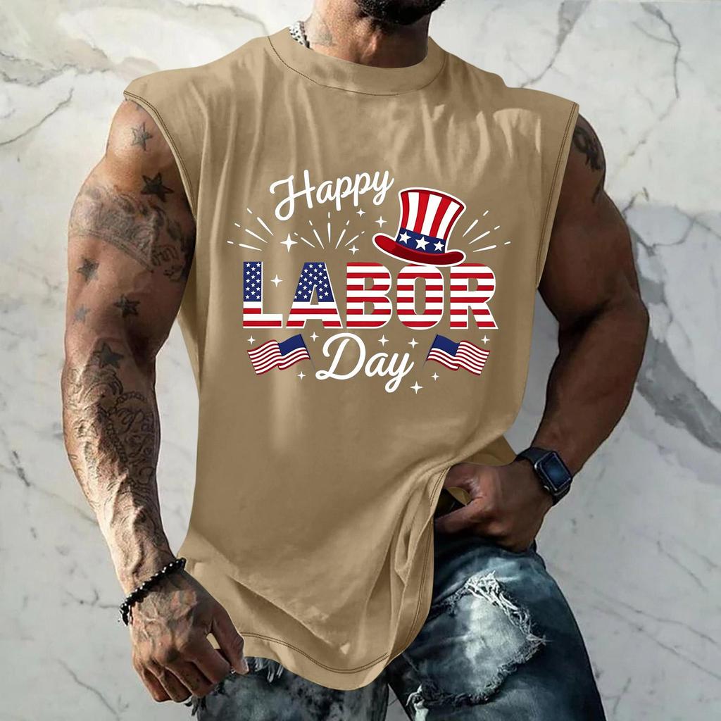Men's Sleeveless Muscle Tank Top Casual Loose Fit Graphic Print Workout Gym Shirt Summer Sportswear
