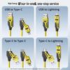 BeiMo 65W+27W Spring Retractable 4-in-1 Data Cable for Apple & Huawei Devices