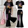 Kpop Demon Slayer Milk Silk Skin-Friendly Elastic Flared Pants Children's Casual Flared Pants Set