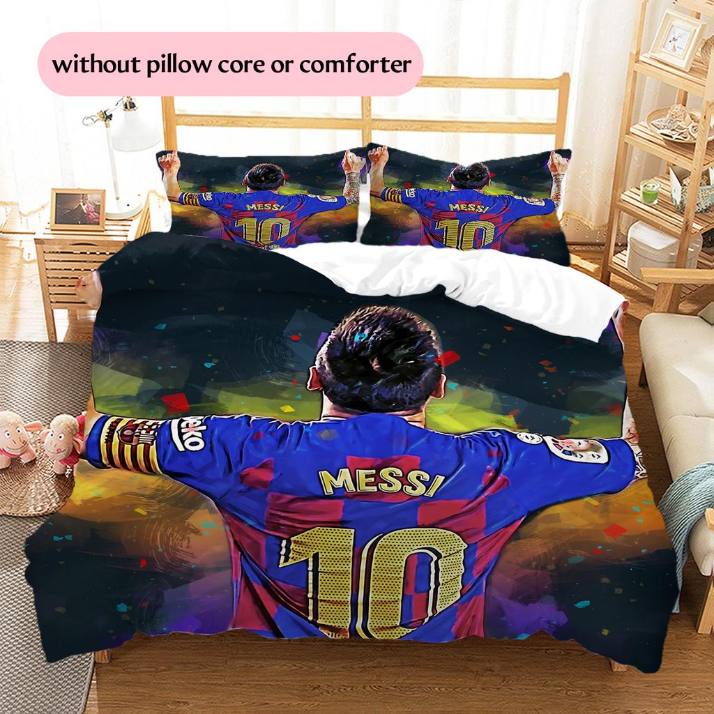 Football Player Background Pattern Bedding Quilt Set Home Decoration Gift (1 * duvet cover + 2 * pillowcase without core)
