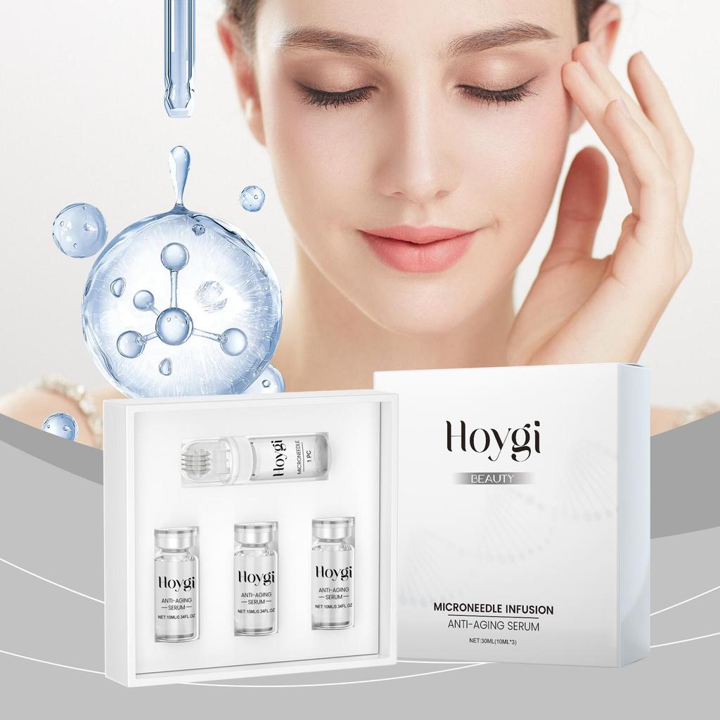 Hyaluronic Acid Skincare Roller Set - Facial Massage Roller with Nourishing Serum for Hydrated Skin Microneedling Roller